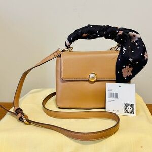 NEW Mocha Anne Klein Andie top-handle crossbody 6” X 8” X 3 1/2” With Scarf